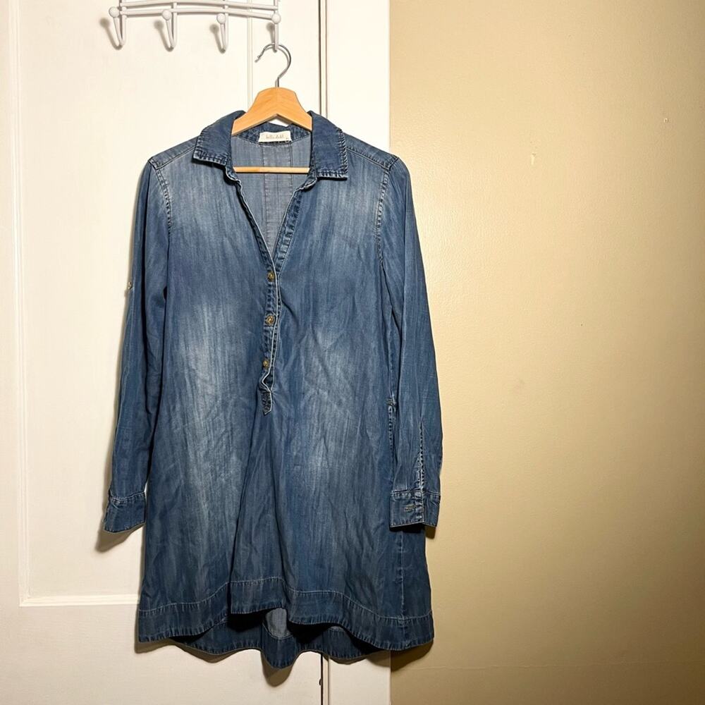 Bella Dahl Anthropologie blue chambray tunic top denim spring summer bohemian